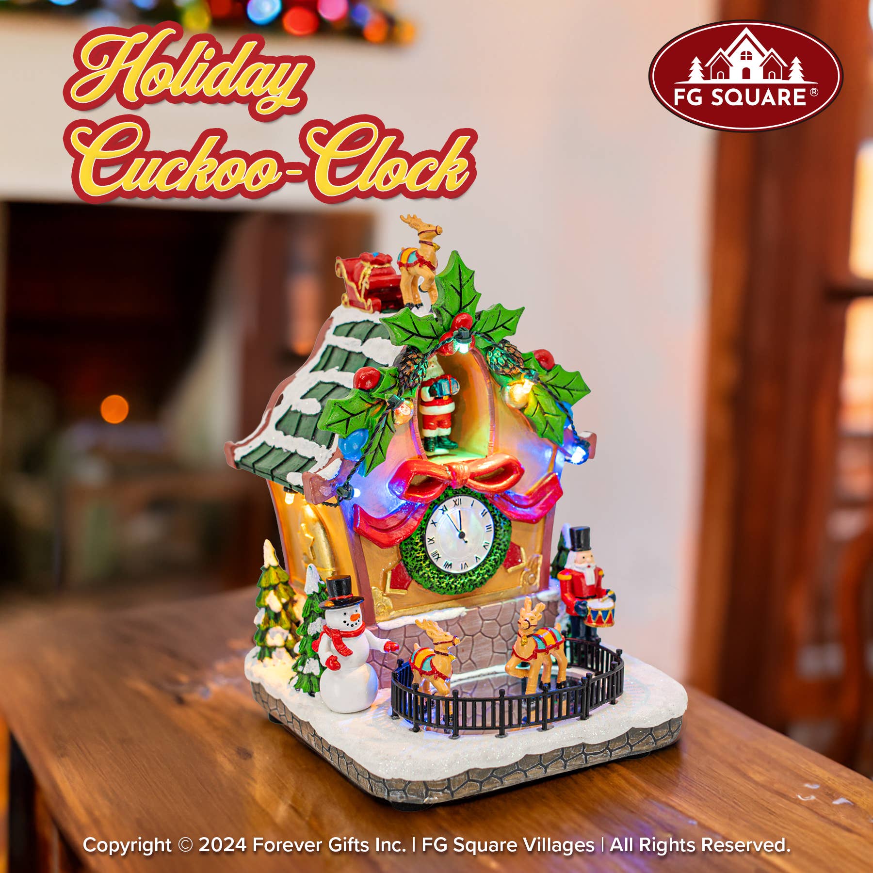 multicolor Christmas Village - Holiday Cuckoo Clock Santa for wholesale on Faire0
