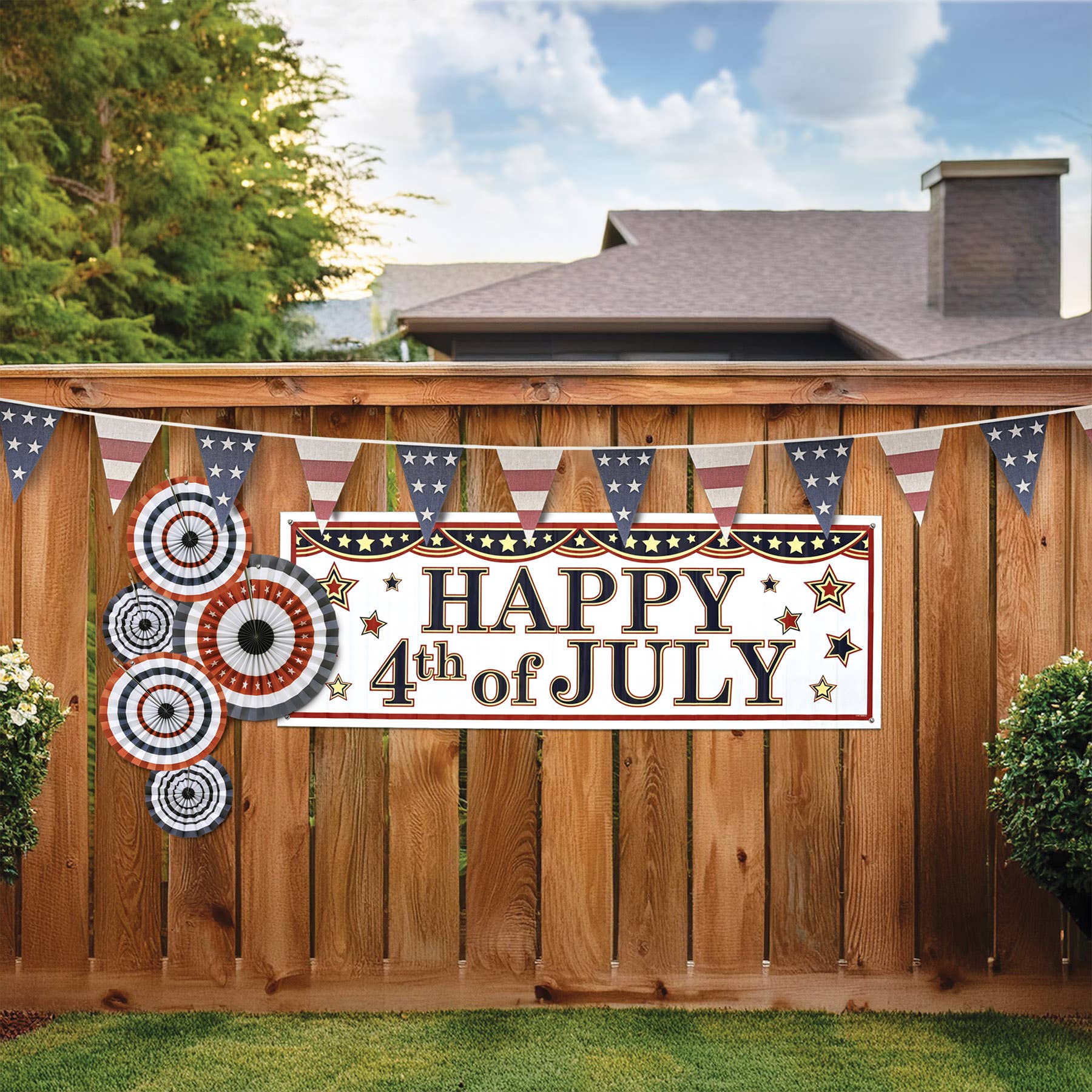 Beistle - Wholesale Party Sign/Banner - Americana Fabric Pennant Banner, 9½" x12'2