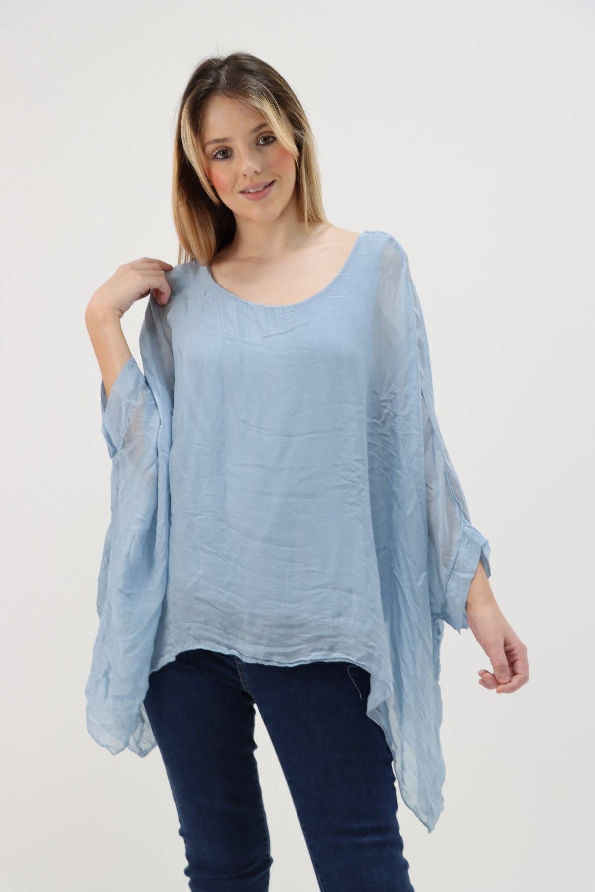 Miss Bold - Wholesale Tunic - Women's - Italian Plain Batwing Silk Tunic Top14