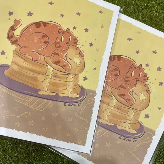 Spring Fox Studios - Wholesale Art Print - Breakfast Cat 8.5x11" art print