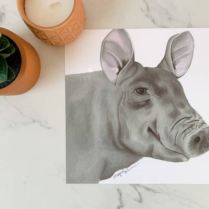 Acrylschilderij van varkens, moderne boerderijkunst voor wholesale door Reflections by Megan