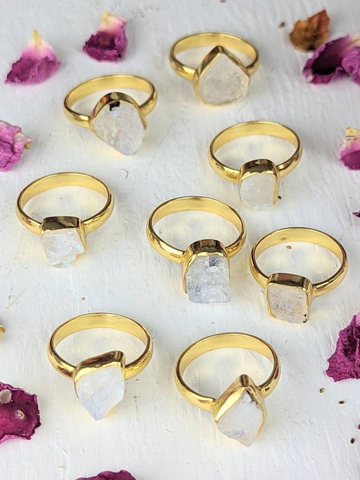 Raw Moonstone Bezel Ring for wholesale by Ash & Rose