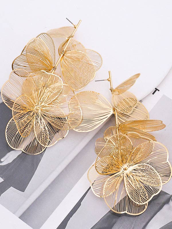 UZ Wholesale Store - Wholesale Dangle Earrings - Solid Color Three-Dimensional Flower Drop Earrings3