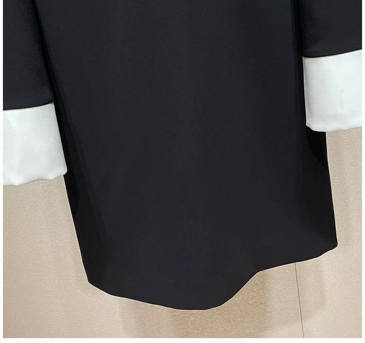 Sort DR855Y Efterårskontrastkrave Figursyet Sort Kjole til Kvinder for engroshandel på Faire7