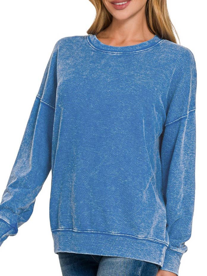 Washed Round-neck Pullover Sweatshirts for wholesale by Vanilla Monkey