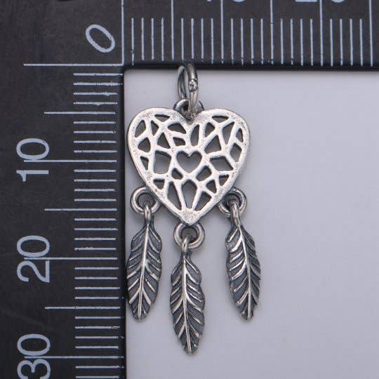 Aim Eternal - Wholesale Individual Charm/Pendant - 925 Sterling Silver Heart Dream Catcher Charm, Love Charm Bohemian Charm for Necklace Bracelet Earring Component Boho Jewelry Inspired  SL-1901