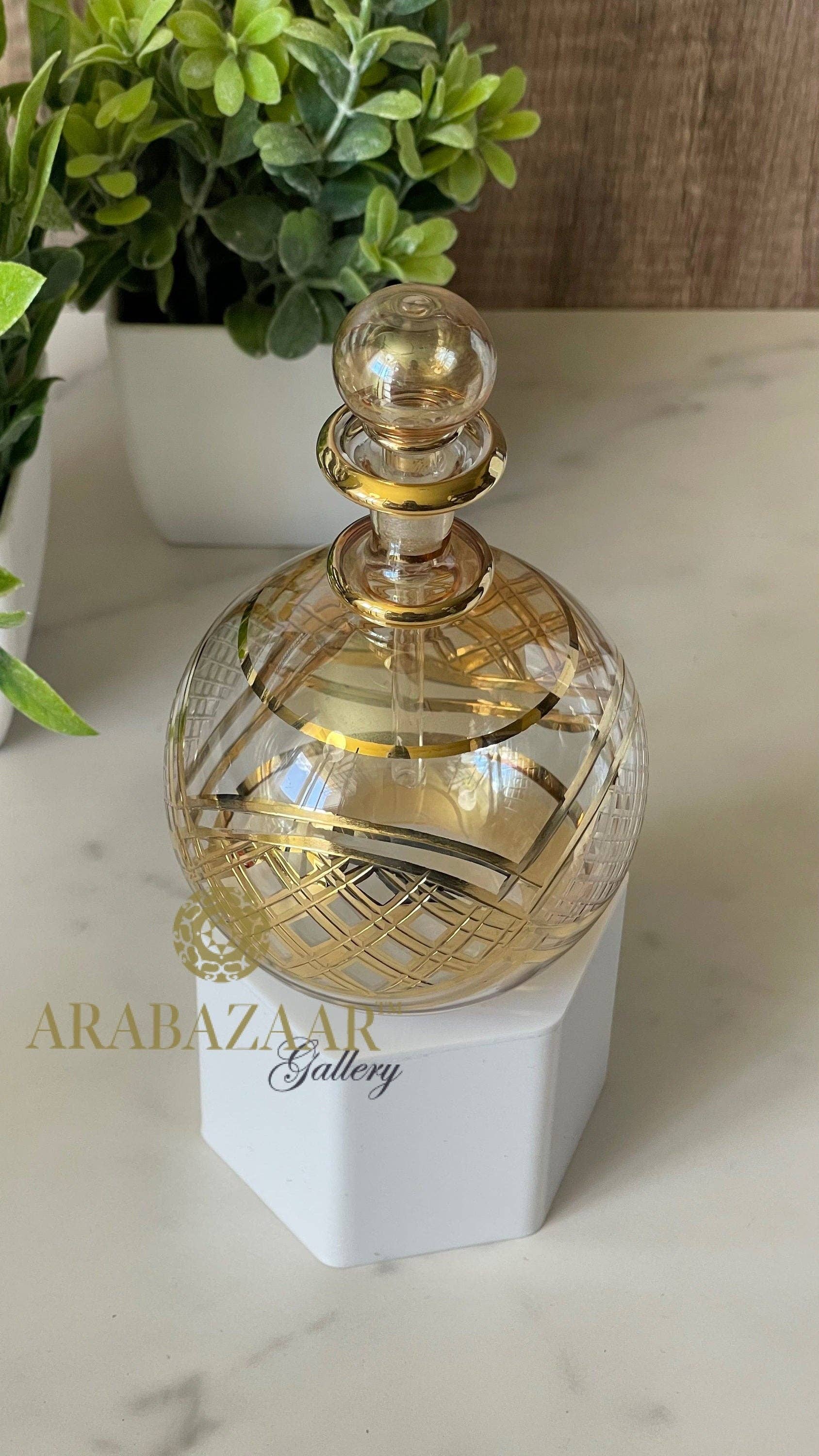 Arabazaar Gallery LLC – Perfume/Eau de Toilette por atacado – Frasco de Perfume Egípcio Flat Globe Shape W/14 K Gravação às Mãos2