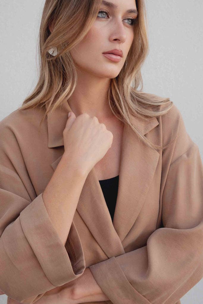 Camel DOUBLE-BREASTED FLUID BLAZER for wholesale on Faire7