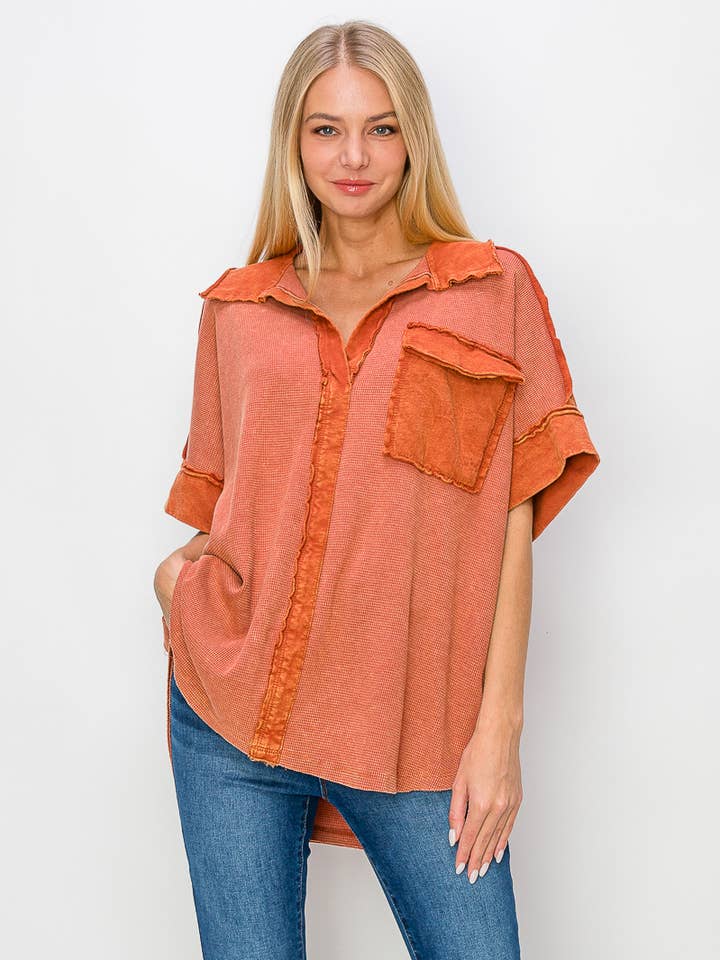 MineralWash Pocket Lässiges Poloshirt-Top HT5605 für den Großhandel von J.Her