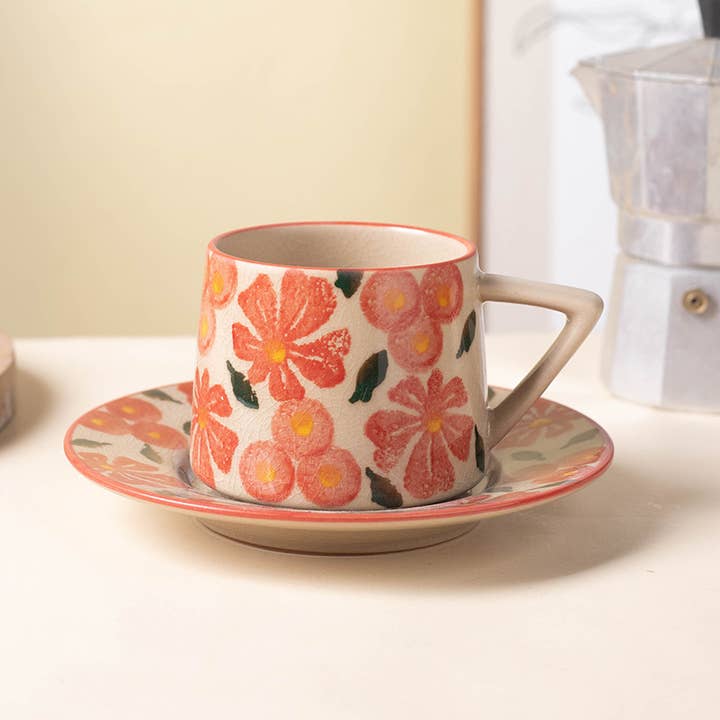 ACNITE(We cover U.S. import duties) - Wholesale Coffee Mug - Ceramic floral coffee cup Milk cup Retro Teacup for kitchen2