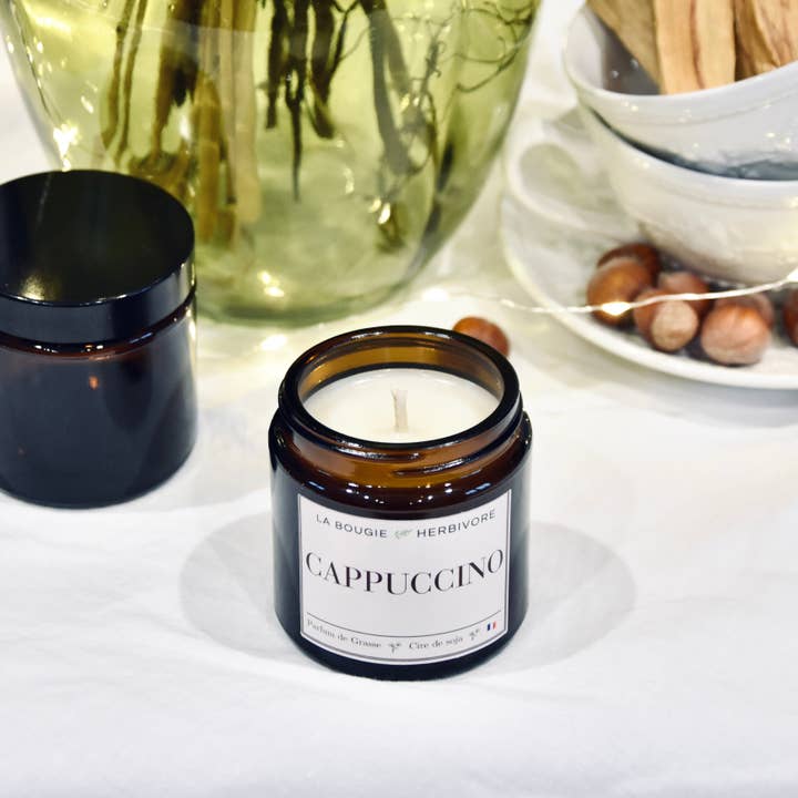 Bougie parfumée Cappuccino 90g | LA BOUGIE HERBIVORE pour la vente par LA BOUGIE HERBIVORE