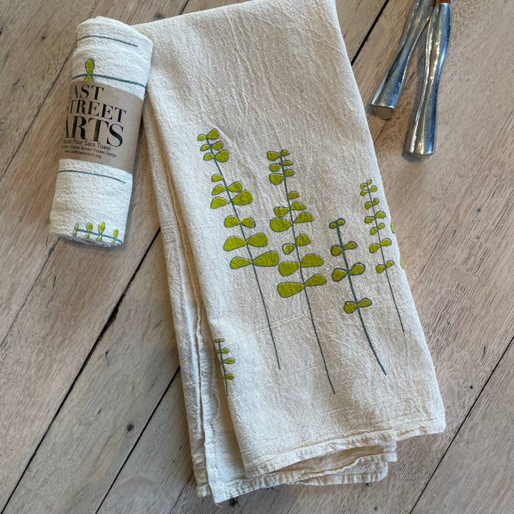Screen Printed Eucalyptus Flour Sack Towel for wholesale by East Street Arts
