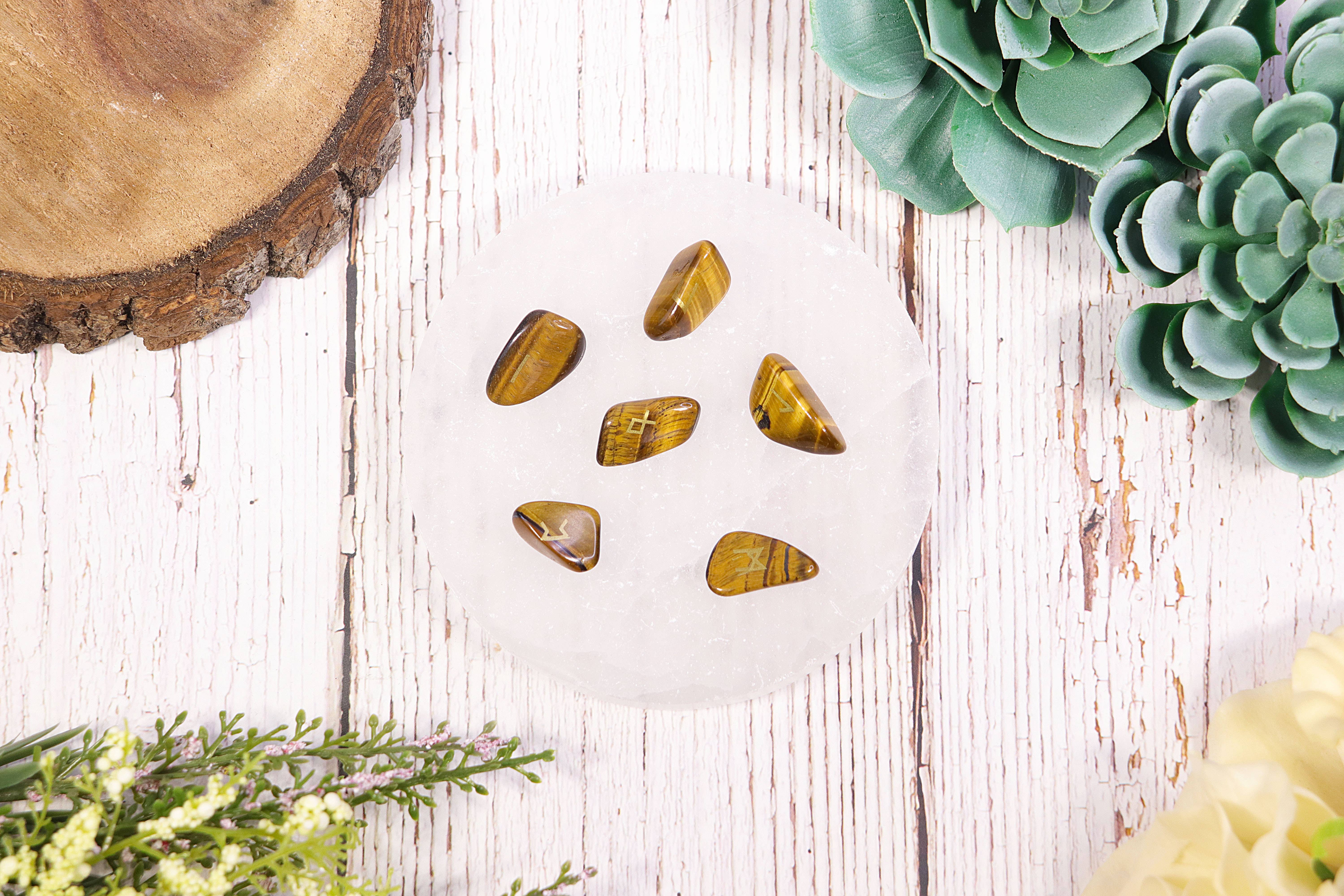 Natures Artifacts Inc - Wholesale Spiritual Stone/Crystal - Tiger's Eye Rune Stone Set in Velvet Bag with Info card6