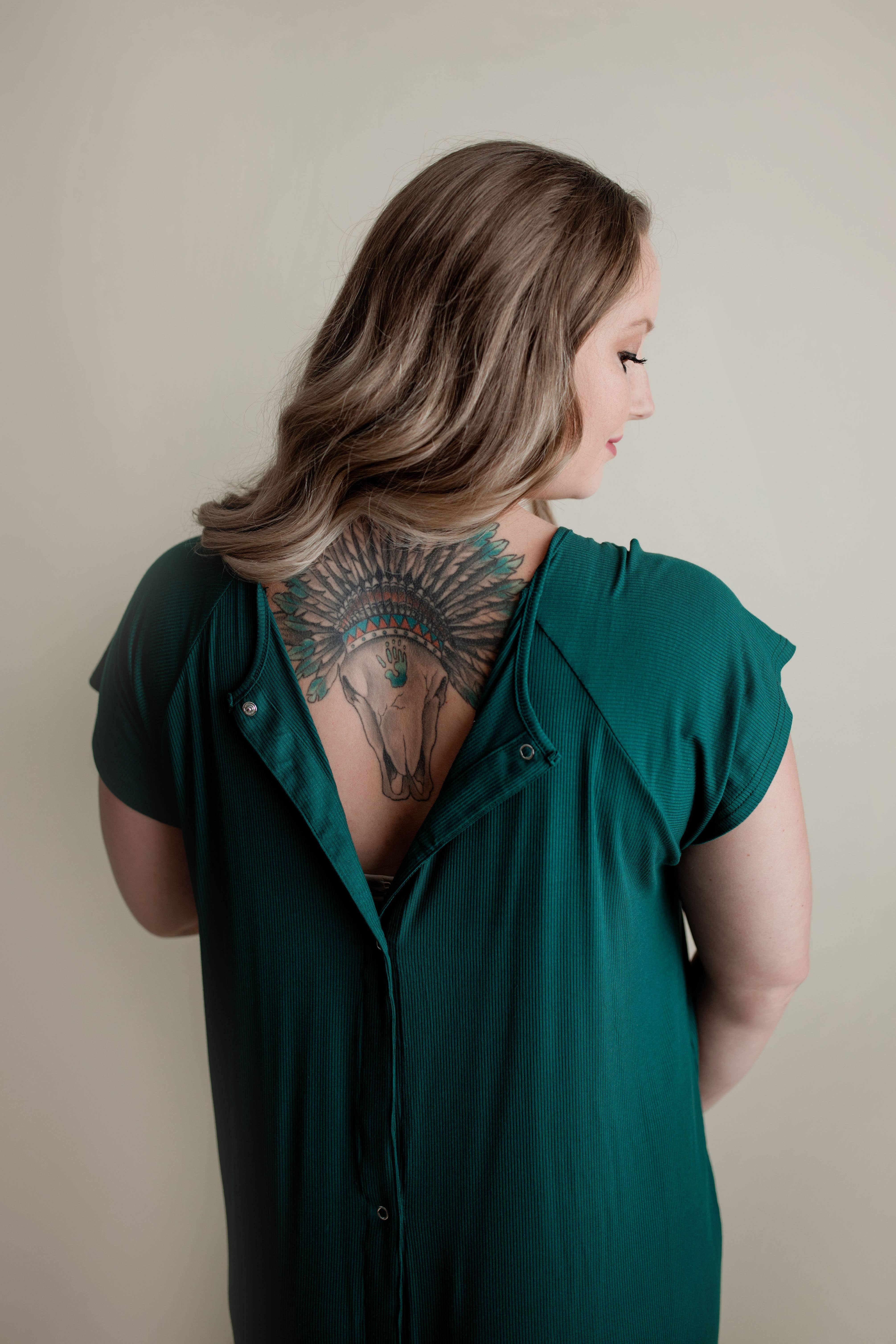 Three Little Tots - Wholesale Nursing Dress - Maternity - Forest Maternity Mommy Labor and Delivery/ Nursing Gown9