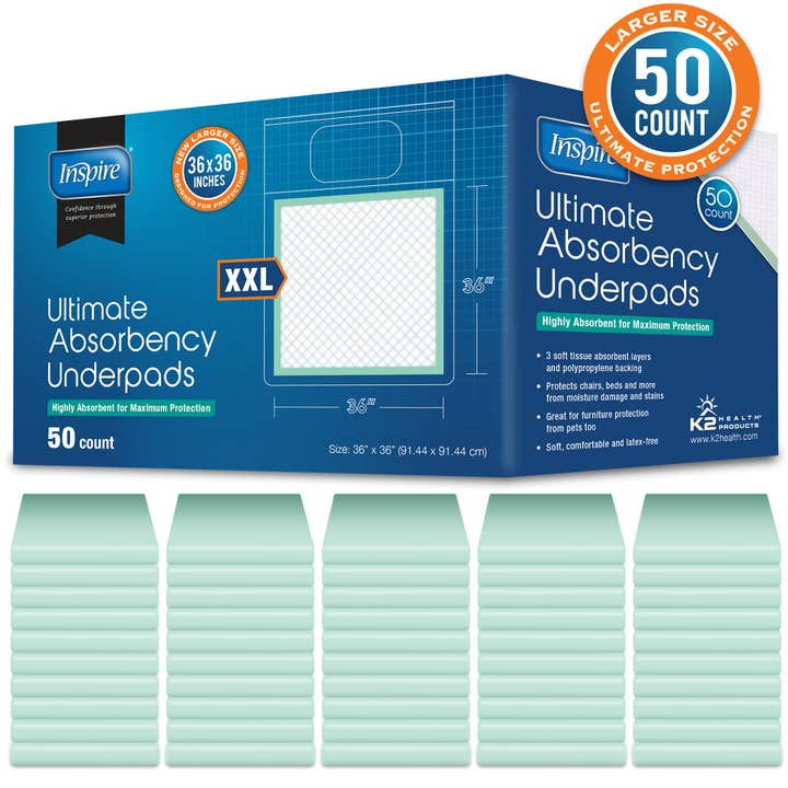 Inspire - Wholesale Menstrual Pad/Liner - Inspire 36 x 36 Super Absorbent Bed Pads Incontinence Disposable