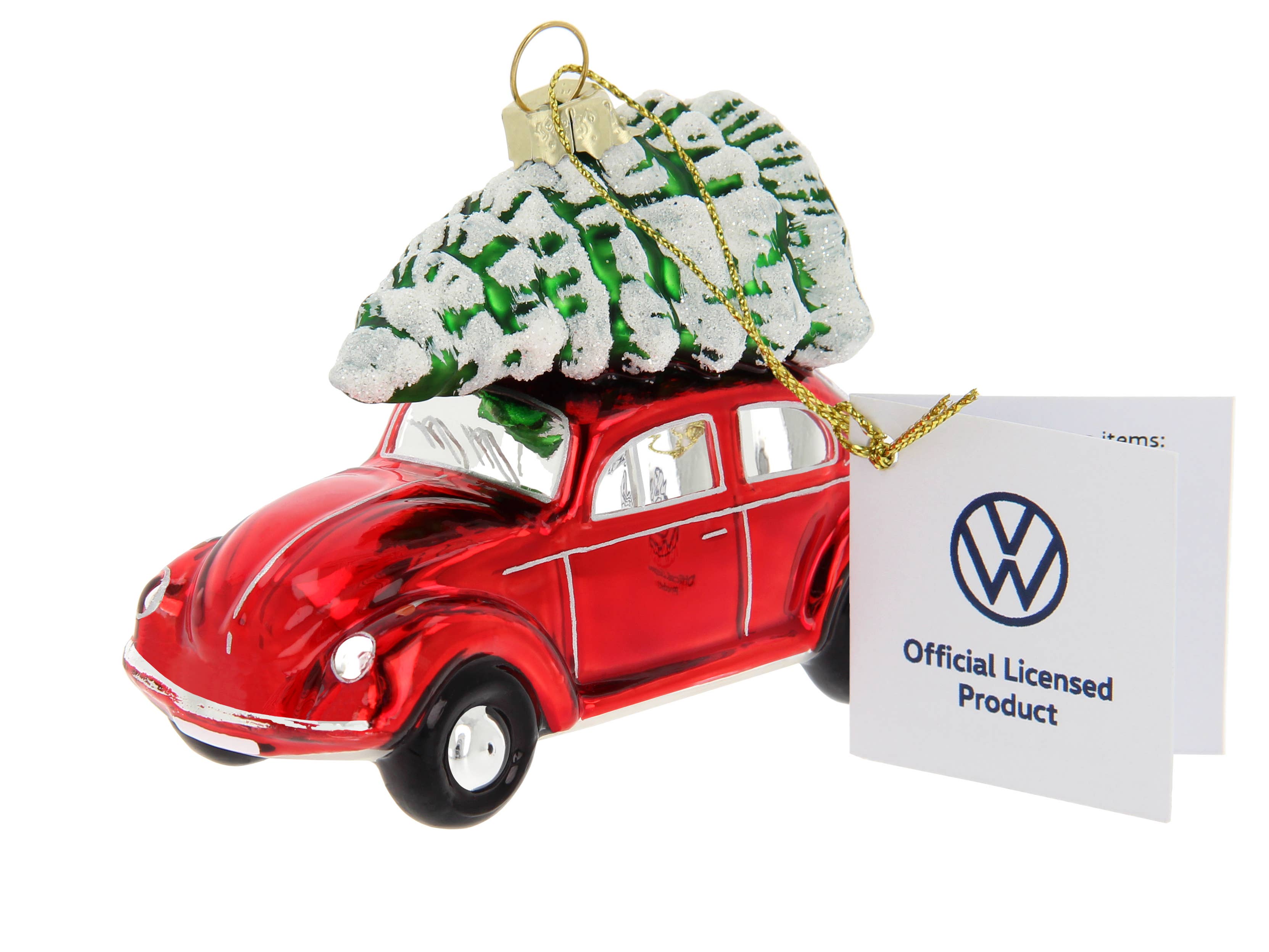 VW Collection by BRISA – Großhandel Verzierung – VW Käfer Glasdekoration Weihnachtsornament - RD mit Baum0