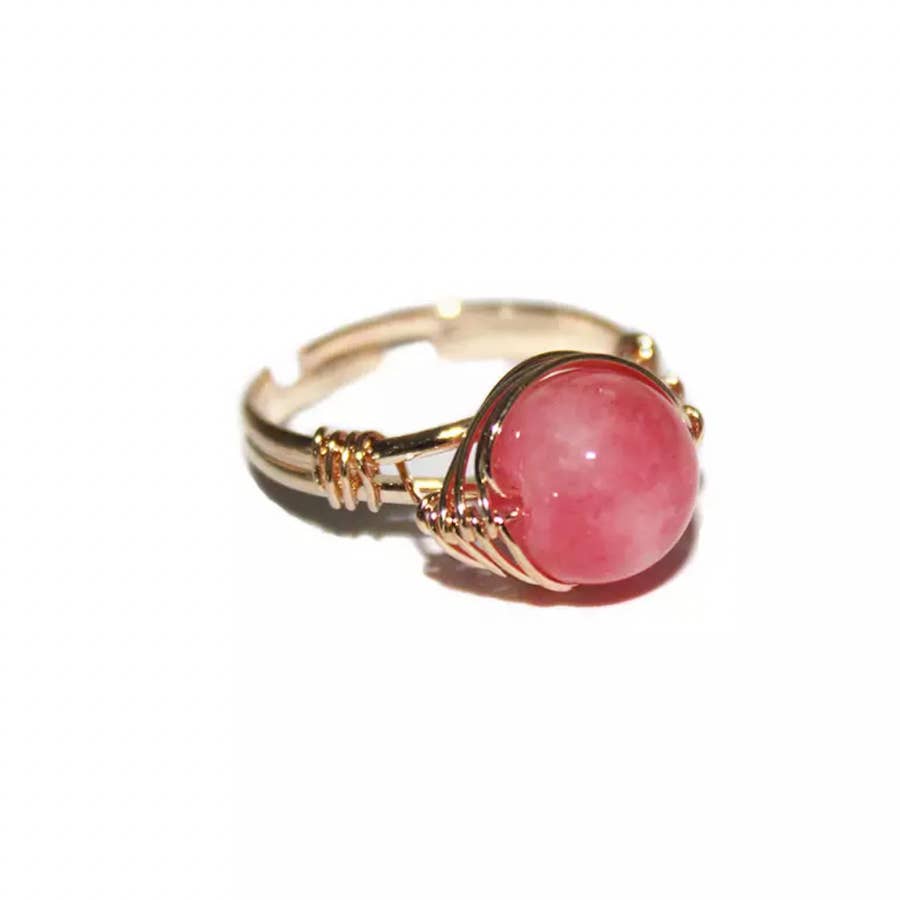 Moon Child - Wholesale Single Stone/Solitaire Ring - Strawberry Quartz Aura Ring "Emotional Balance"