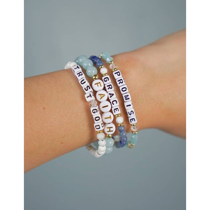 Elevated Faith - Wholesale Beaded Bracelet - Trust God Letter Bracelet