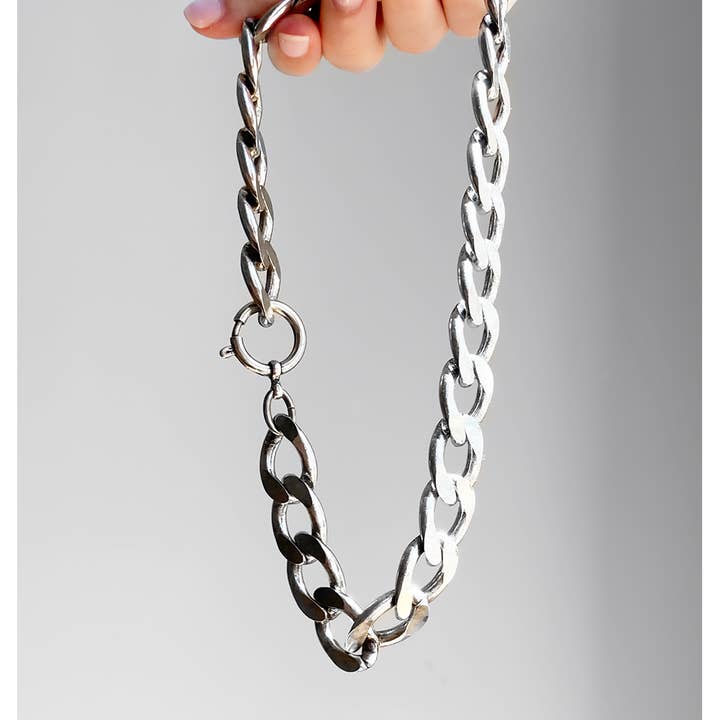 HELLES - Wholesale Link & Chain Necklace - SILVER GOURMETTE NECKLACE1