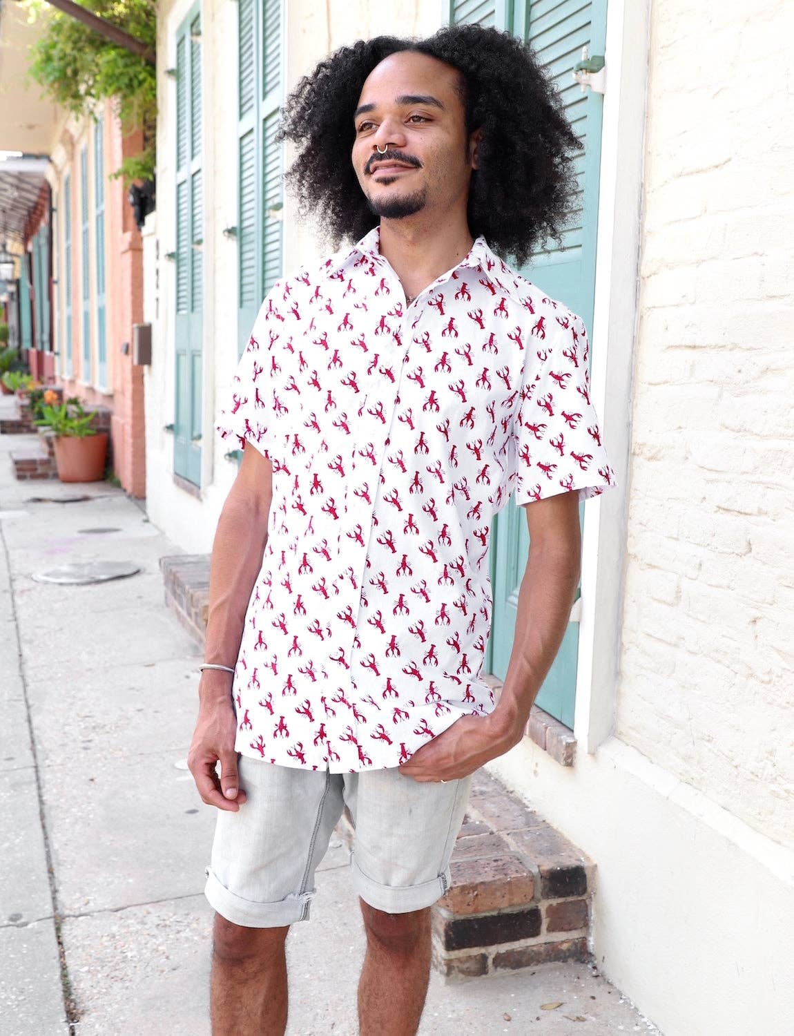 Passion Lilie - Wholesale Button Down Shirt - Men's - Crawfish Organic Cotton Men's Button Down Shirt1