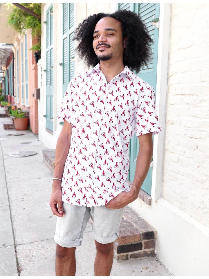 Passion Lilie - Wholesale Button Down Shirt - Men's - Crawfish Organic Cotton Men's Button Down Shirt1