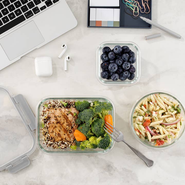 JoyJolt - Wholesale Food Storage Container - JoyFul 12 Glass Storage Containers With Grey Leakproof Lids