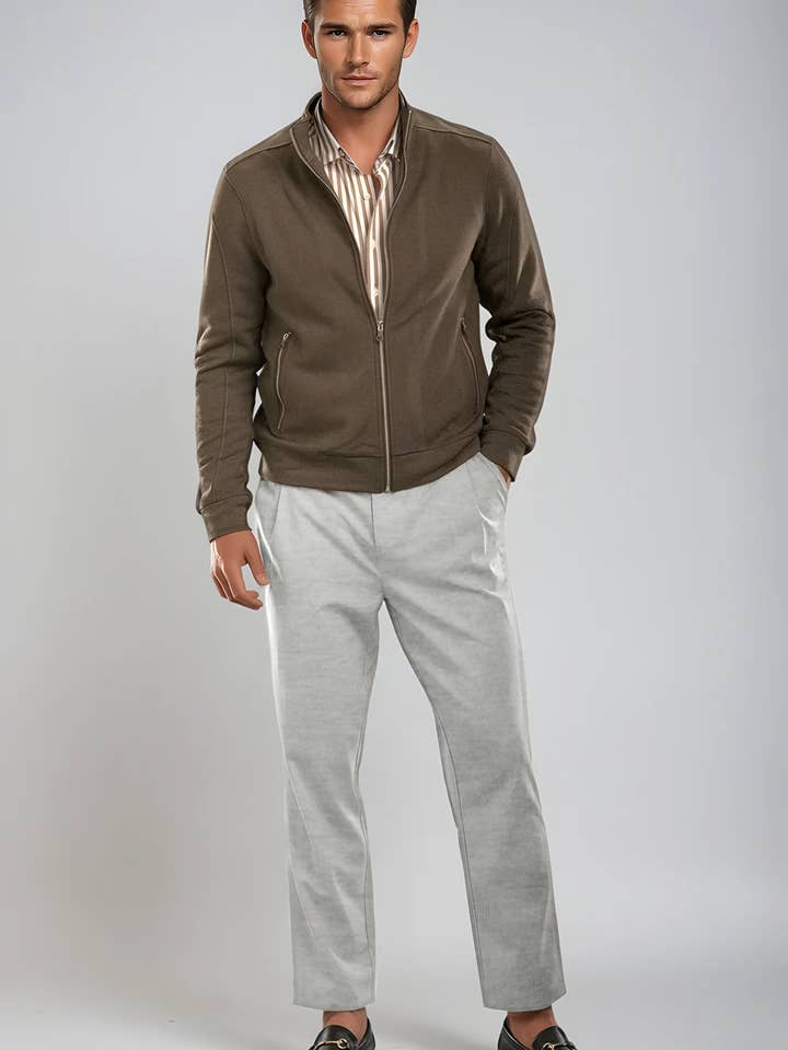 Pleated Wool Trouser Pants - Heather Grey for wholesale by Buki