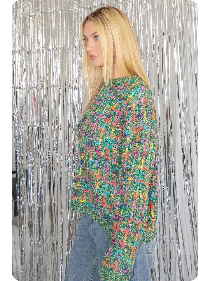 Strut & Bolt - Wholesale Knit Sweater - Women's - Mallard Multi Tweed Pullover Knit Sweater
