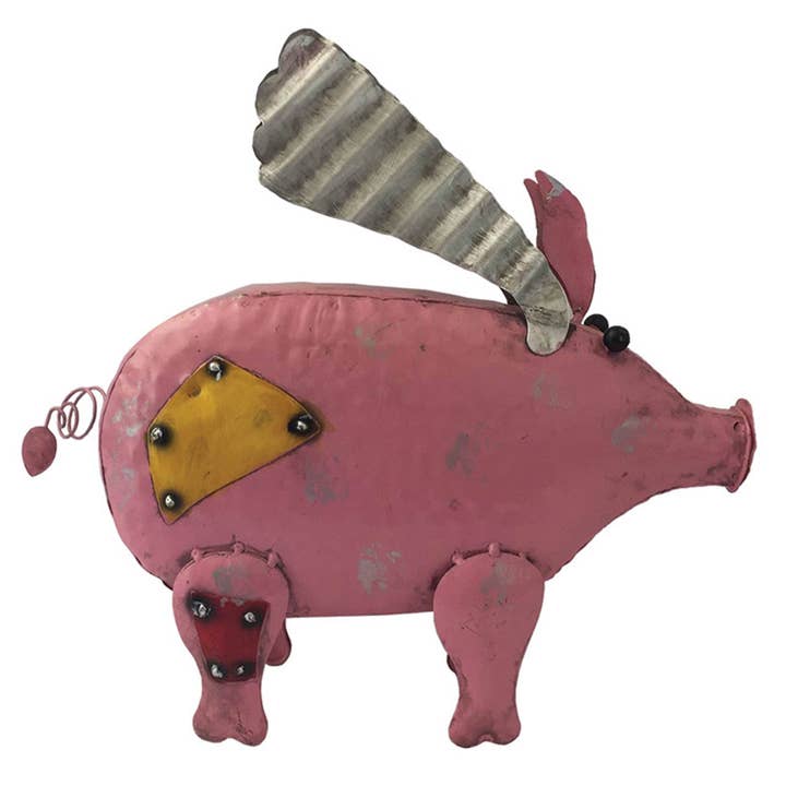 Santa’s Workshop Inc. - Wholesale Outdoor Ornament/Decor - 11" Iron Flying Pig