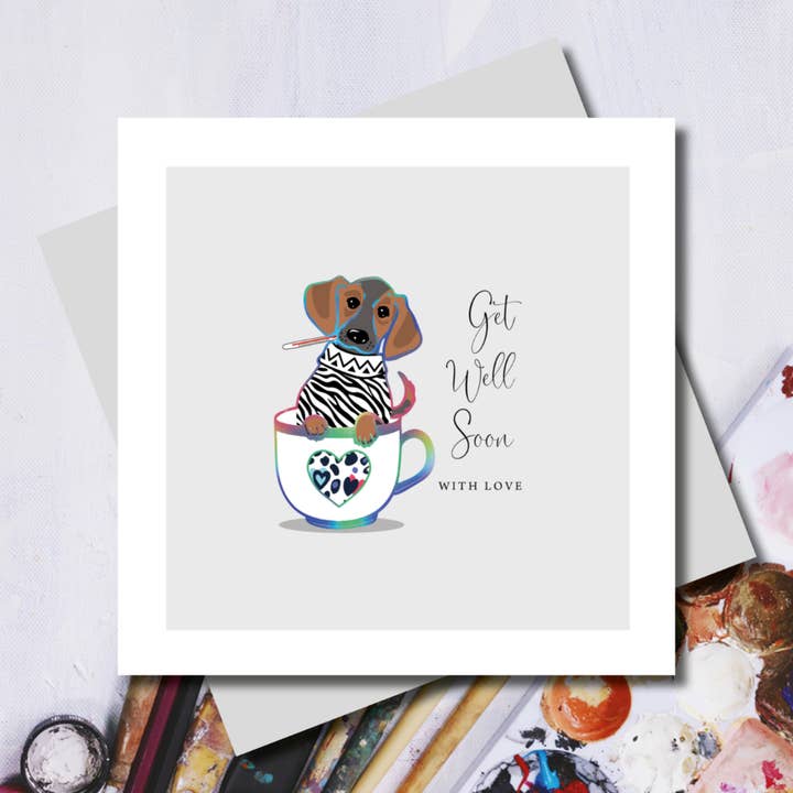 Spotty Love Get Well Tekopp Hälsningskort för wholesale av Marina B