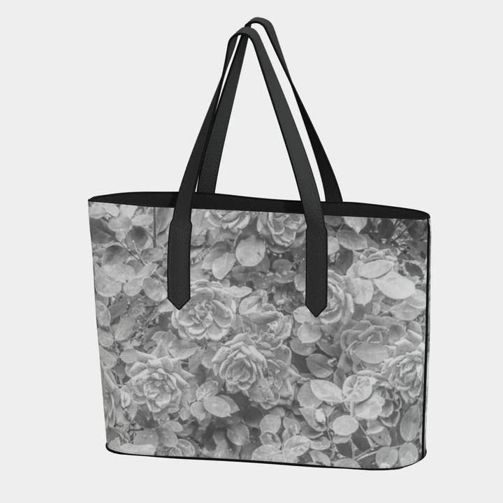 Roses en Noir et Blanc draagtas van veganistisch leer voor wholesale door Menen Pictures Shop
