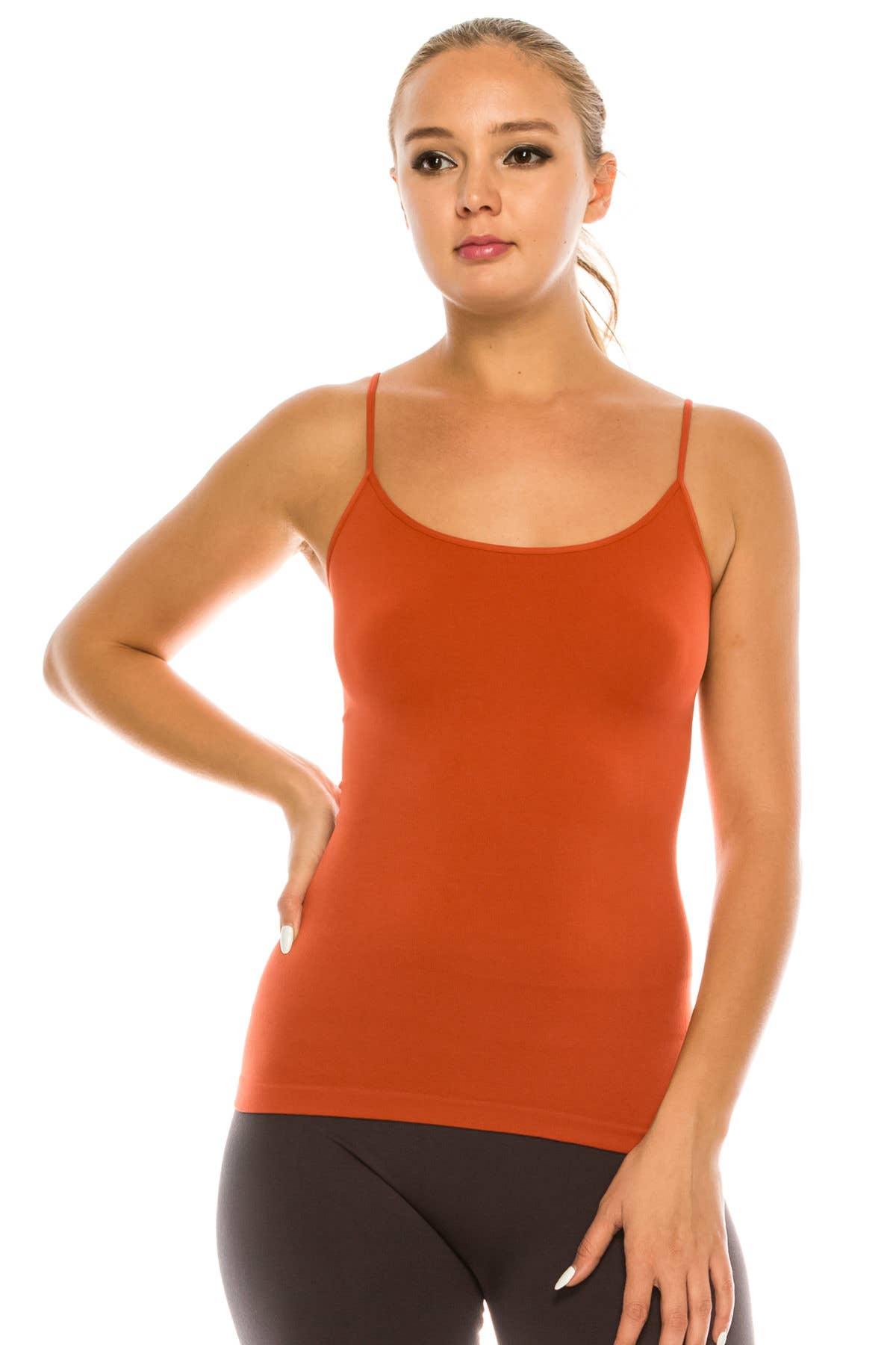 KurveShop – Top interior – Mulher por atacado – KURVE BASIC SEM COSTURA LONGA CAMI (16" COMPRIMENTO)5