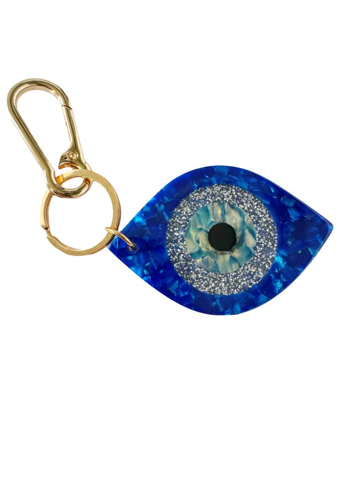 Evil Eye Luminous Bag Charm Clip for wholesale by FRESHALAMODE / fashionably protected