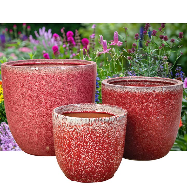 Pika Pot Set of 3 - 9, 11, 14 in. - Firework Red for wholesale by Jackson Pottery