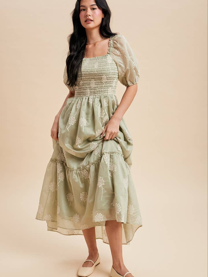 EMBROIDERED SMOCKED MAXI DRESS for wholesale by In Loom