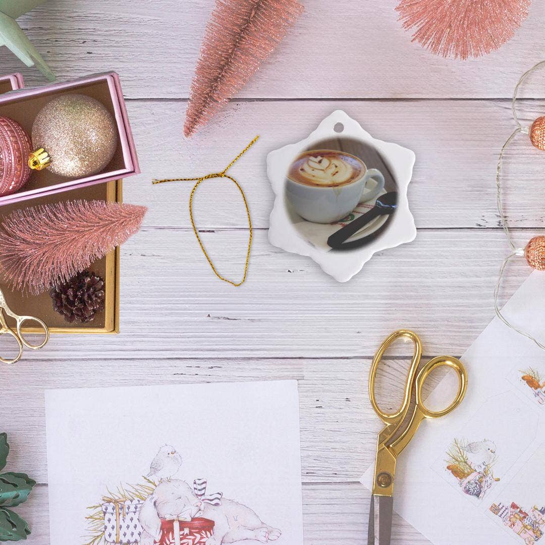 3dRose - Wholesale Ornament - 3dRose, Americano Coffee with Tulip Design And Chocolate Spoon, Ornament12