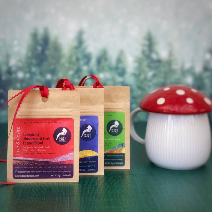 Organic Mushroom Extract High-Potency Supplement Sample Pack for wholesale by West Wolf Medicinals