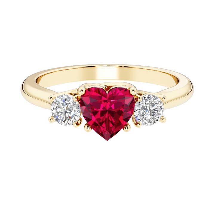 Anillo de Corazón de Rubí y Diamante de Oro de 14k para venta al por mayor de DV Custom Jewelry USA