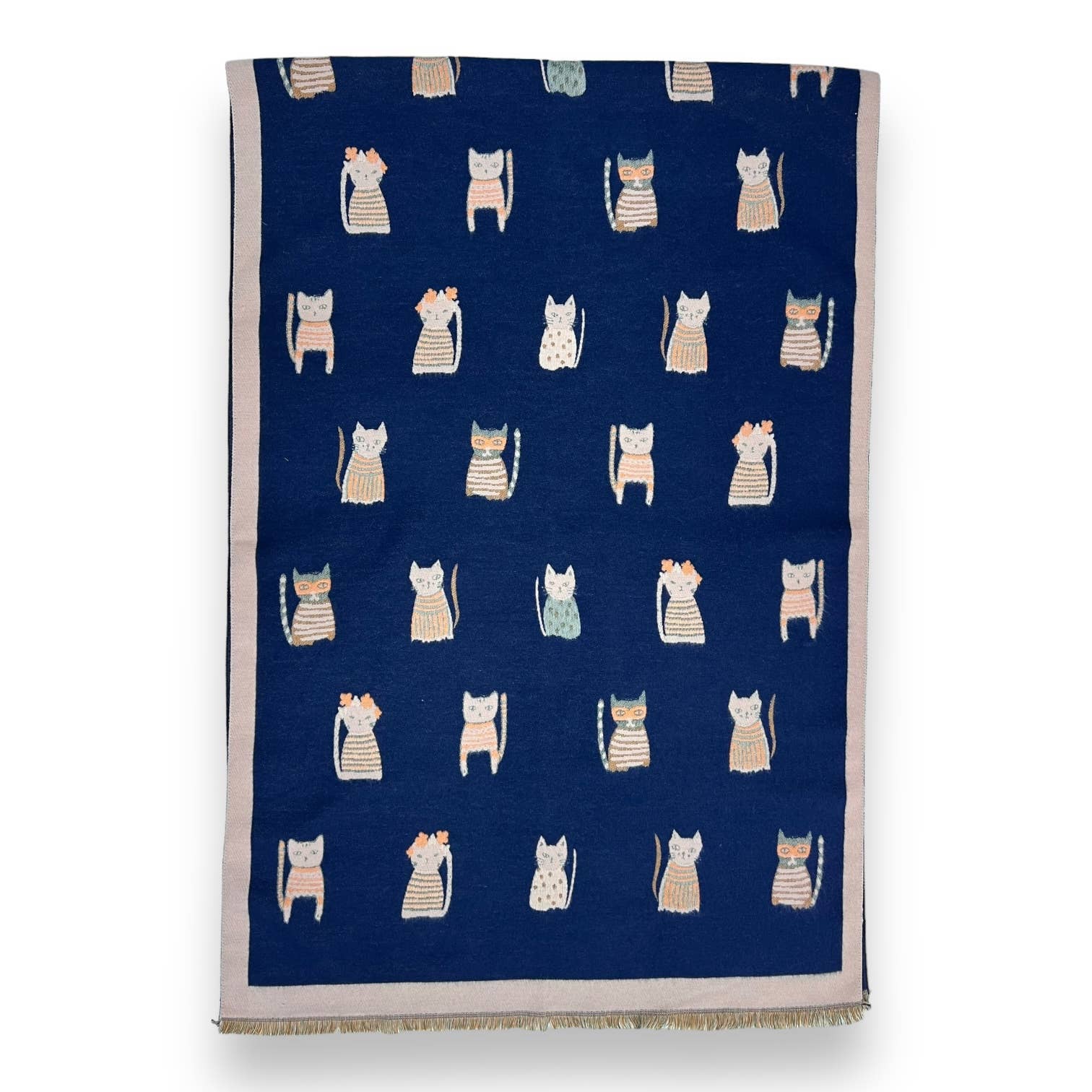 London Scarves - Vente Écharpe – femme - Écharpe réversible en laine mélangée à motifs de chats colorés6