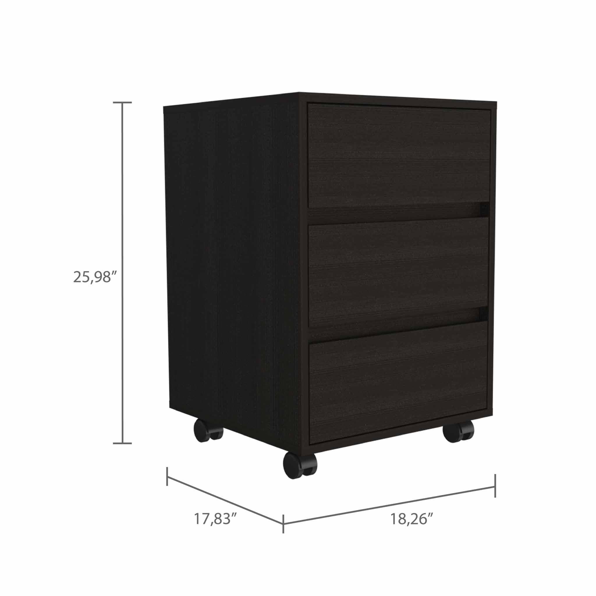 TUHOME FURNITURE - Wholesale Cabinet - Artemisa 3 Drawer Filing Cabinet, Four Casters8