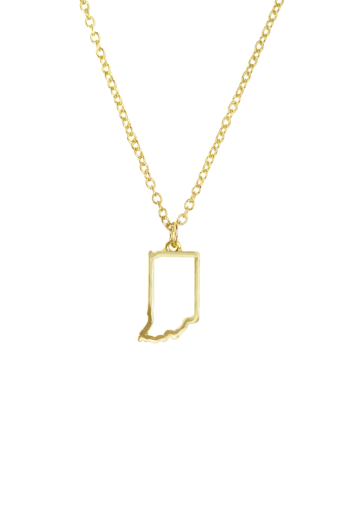 Lucky Feather - Wholesale Pendant/Charm Necklace - State Necklace - Gold - INDIANA1