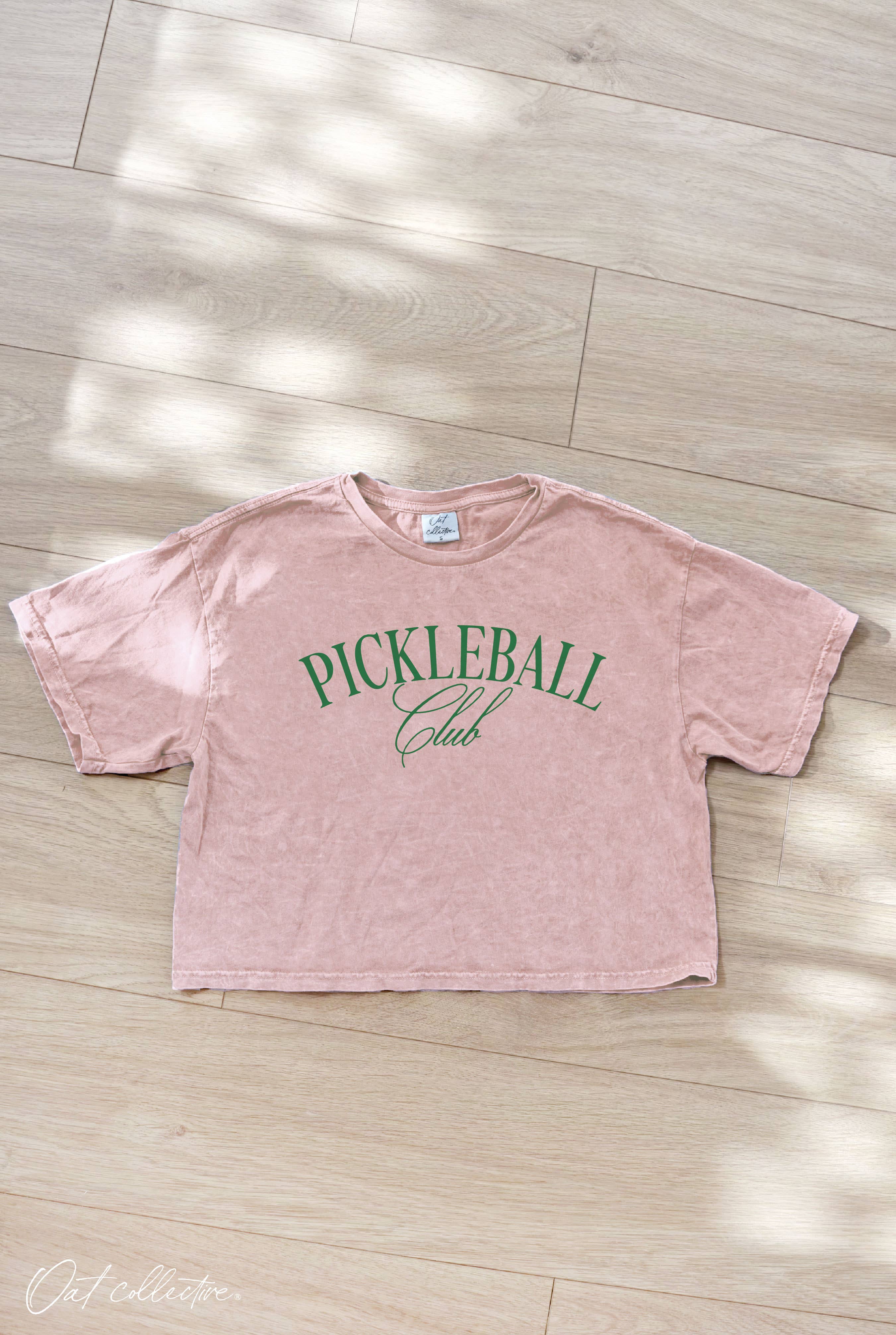OAT COLLECTIVE – wholesale Screen printed t-shirt – Women′s – PICKLEBALL CLUB Cropped Mineral Graphic Top1