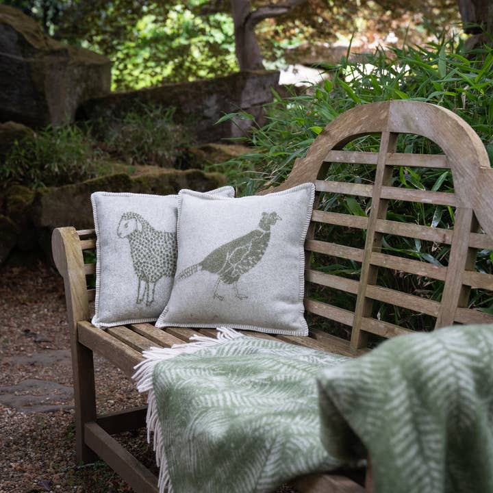 JJ Textile - Wholesale Throw pillow cover - Mossy Green Sheep Pure Wool Cushion Cover