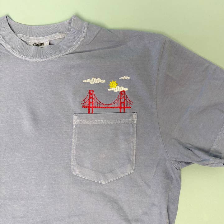 Animal Instincts - Wholesale T-Shirt - Unisex - San Francisco Bridge Embroidered Unisex Pocket Tee 4