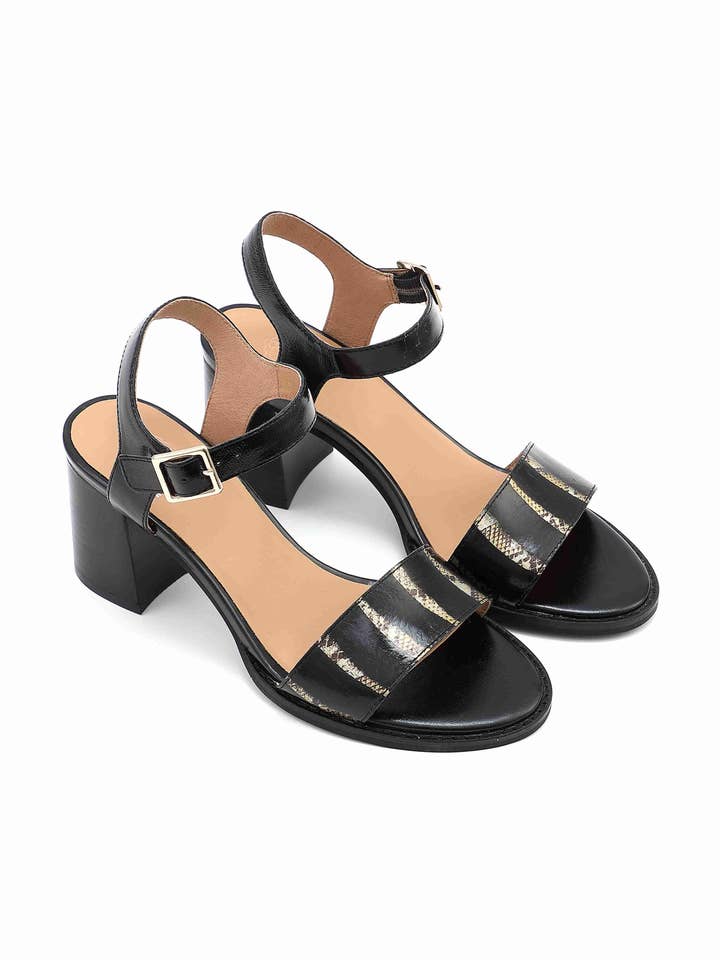 CLAIRE heeled sandal – Chic elegance with python print for wholesale by Emilie Karston