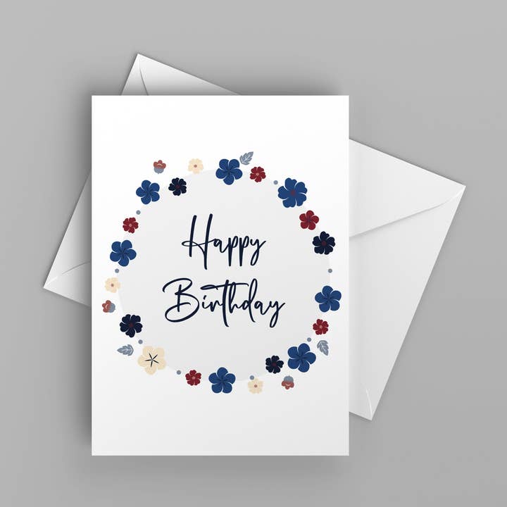 Biglietto di buon compleanno floreale A6 per la vendita all'ingrosso da parte di The Cherry Paper Co