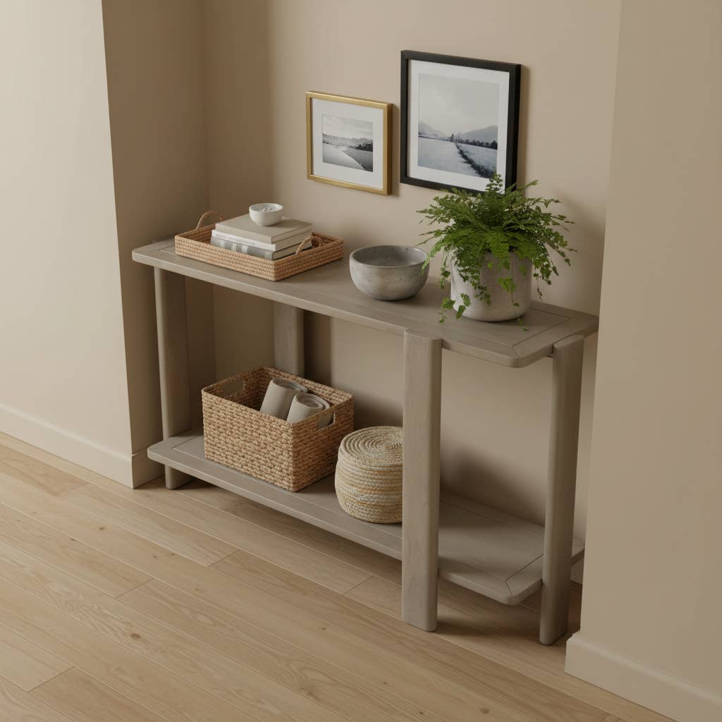 Mango Furniture Inc. - Wholesale Console Table - Ariah solid wood Console Table with shelf8