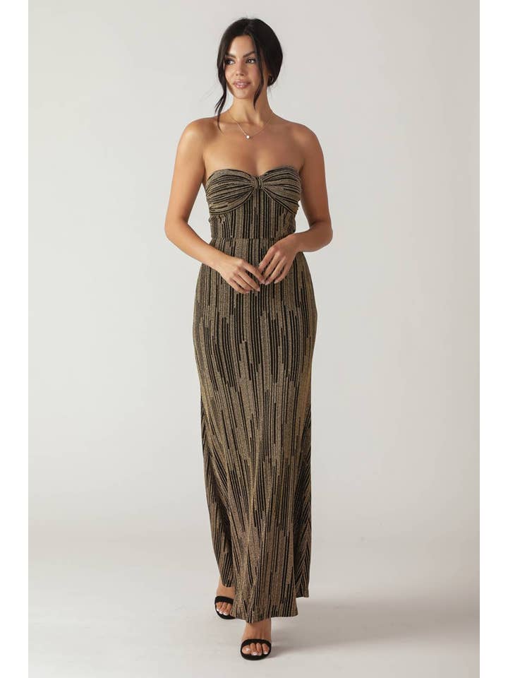 BLACK GOLD A metallic threaded woven maxi dress - ID21812 for wholesale on Faire
