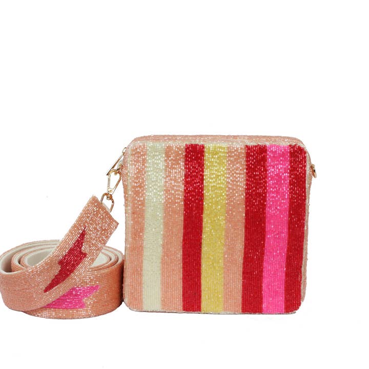 Ladies Fully Beaded Multi Color Cross Body handbag for wholesale by Nima Accessories Inc