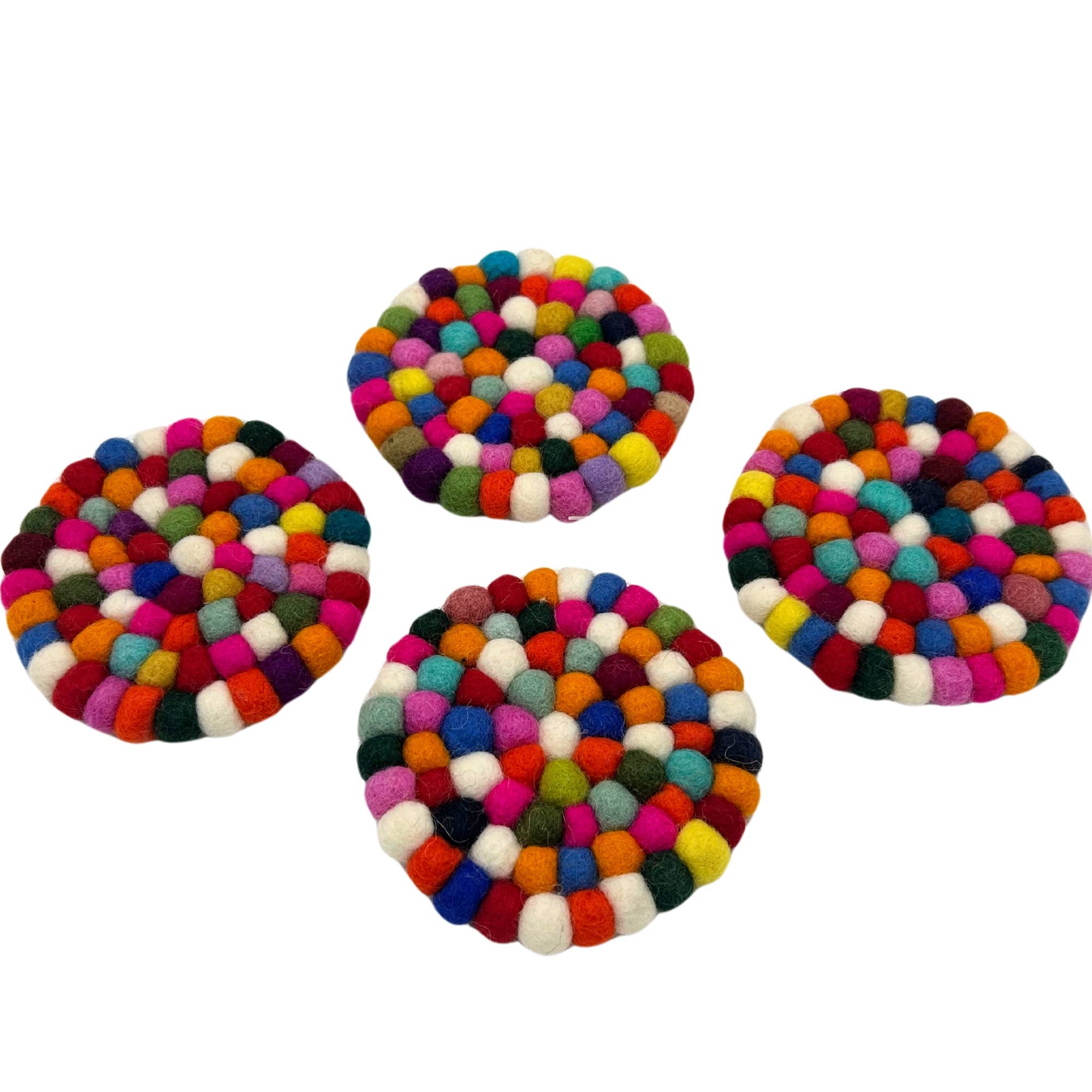 AW Artisan - Wholesale Coasters - Round Felt Coasters - 10 cm, Multicolor (set of 4)1